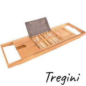 Premium Extendable Bamboo Bathtub Tray w/ Adjustable Reading rack